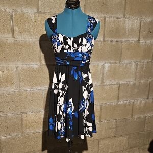 Speechless Black and Blue Floral Midi Dress